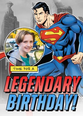 Superman Legendary Photo Upload Birthday Card