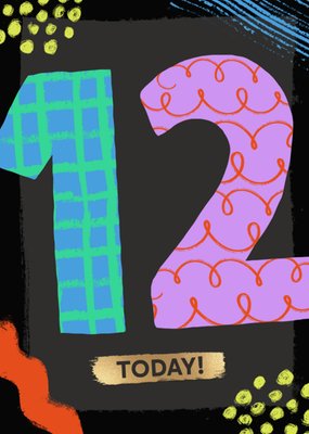 Bright & Bold Illustrated 12 Today Birthday Card
