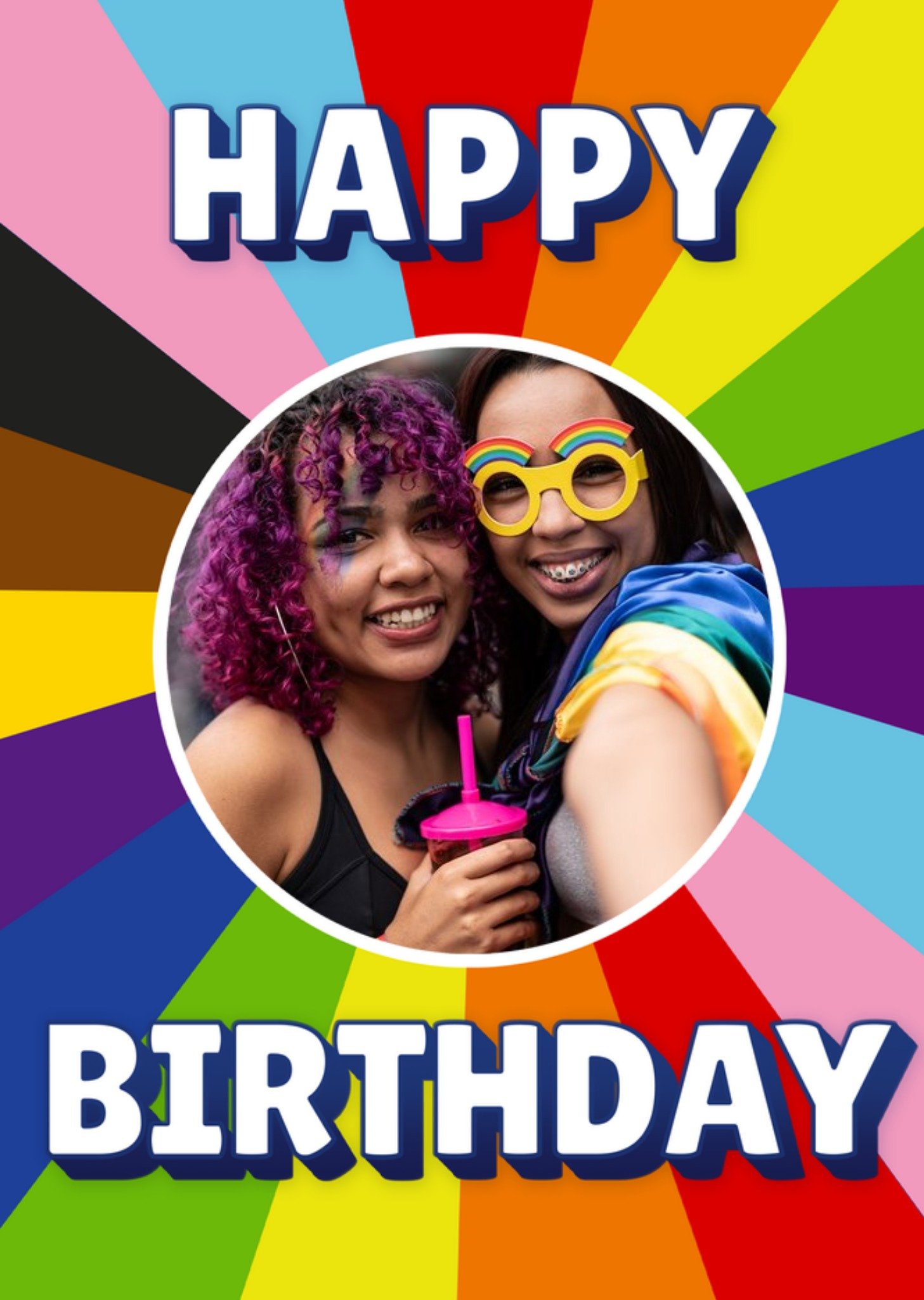 Moonpig Happy Birthday Rainbow Photo Upload Card