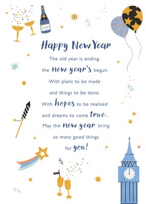 Happy New Year Illustrated Verse Card