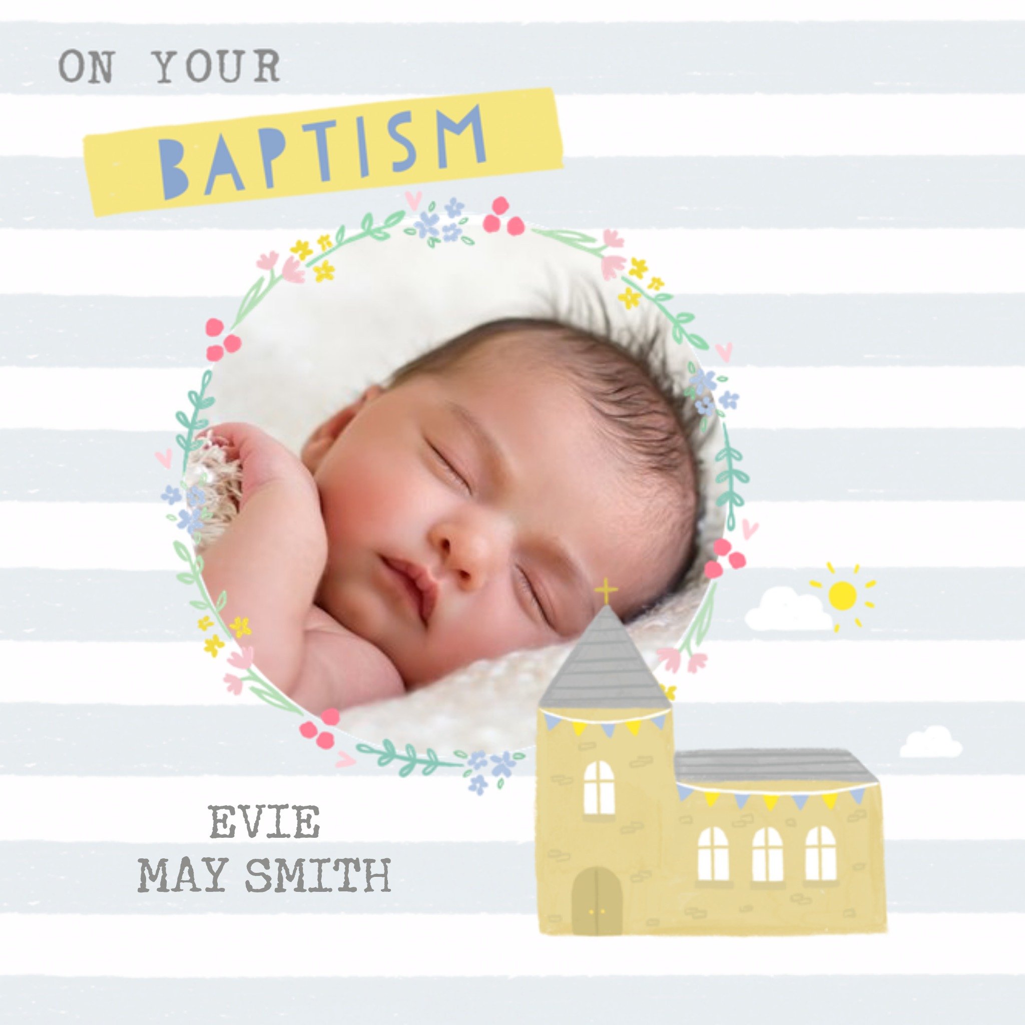 Moonpig Illustrated Church Photo Upload Baptism Card