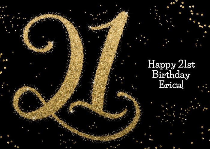 Metallic Gold Lettering 21st Birthday Card