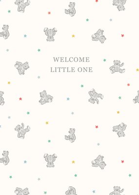 Cath Kidston Welcome Little One Illustrated Teddy Bears New Baby Card 