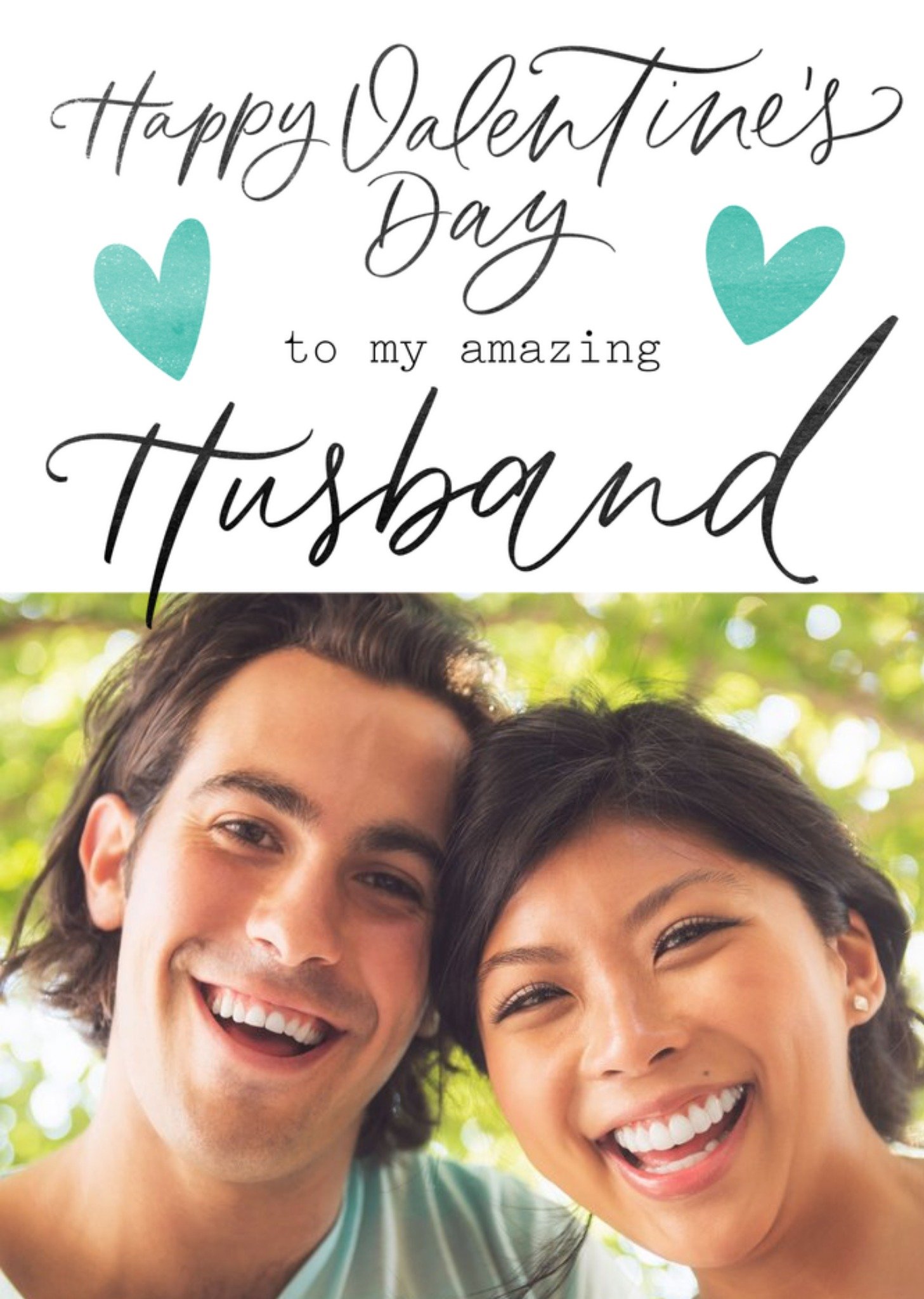 Moonpig Typographic Happy Valentine's Amazing Husband Photo Upload Card