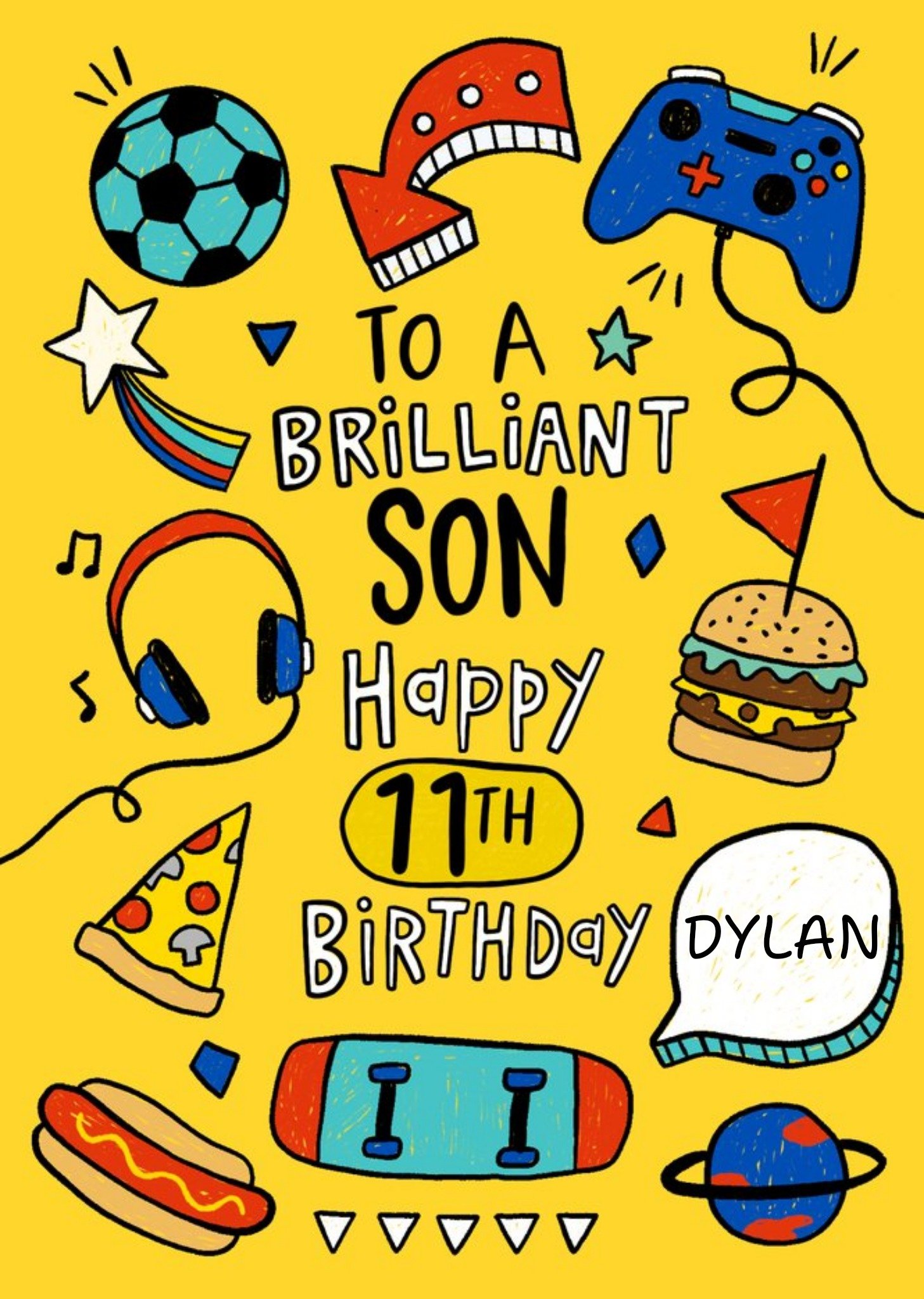 Moonpig Pizza And Gaming To A Brilliant Son Happy 11Th Birthday Card