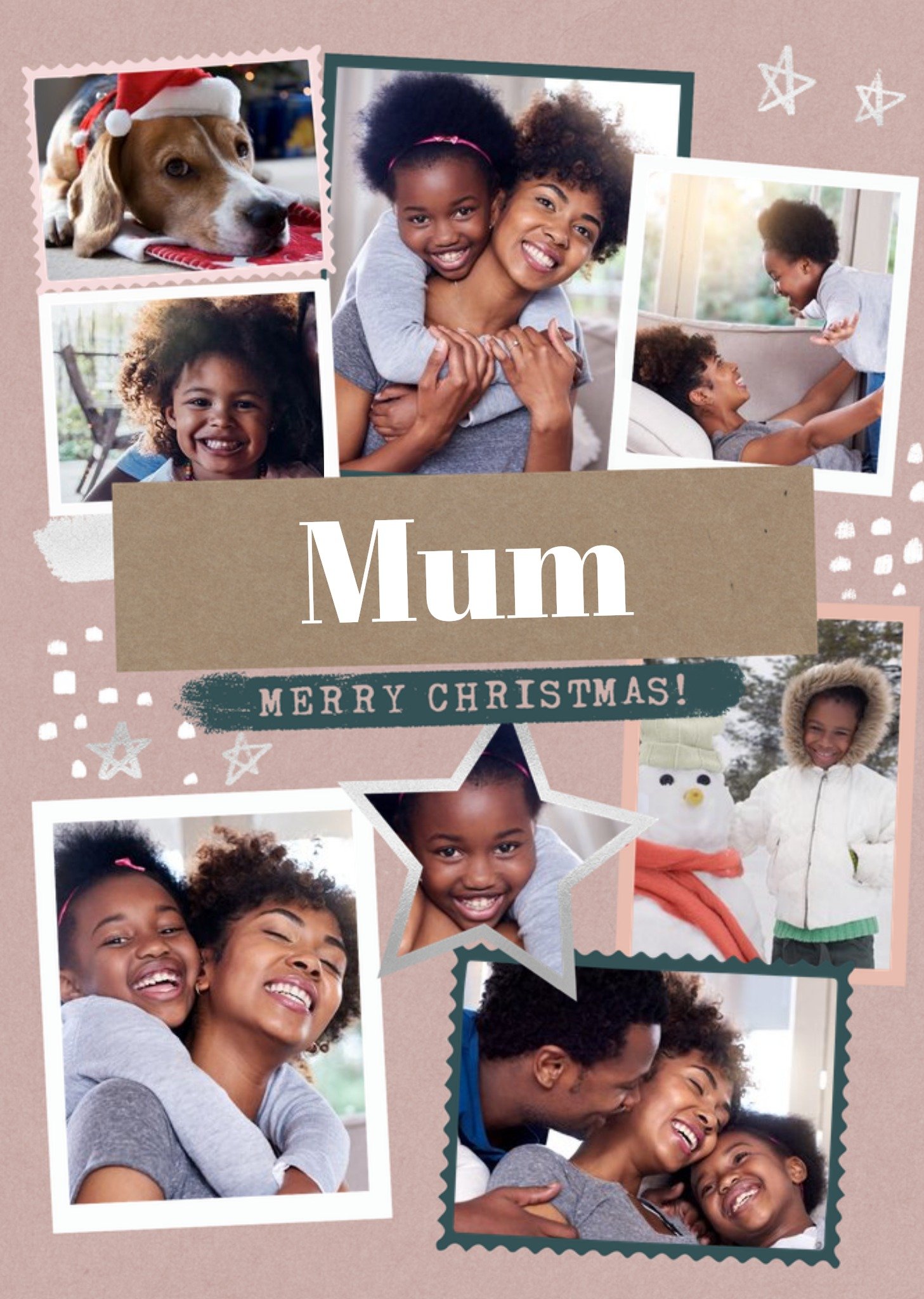 Moonpig Modern Photo Upload Collage Merry Christmas Mum Card