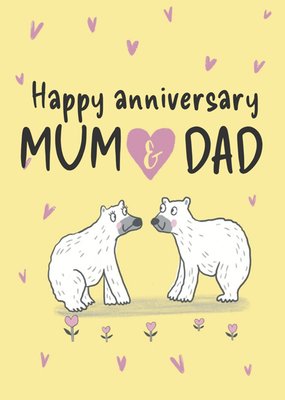 The London Studio Cute Polar Bears Mum & Dad Anniversary Card