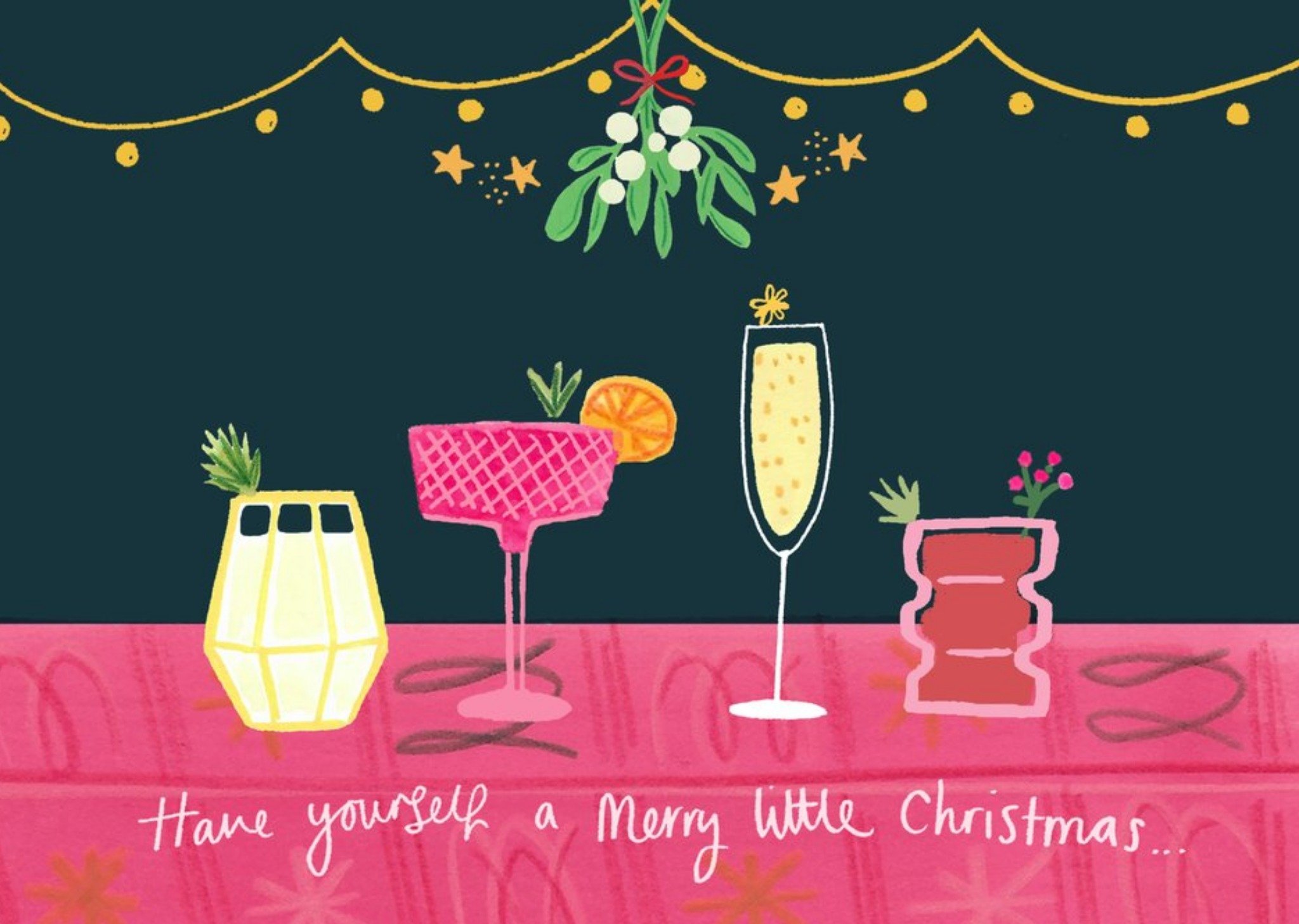 Moonpig Festive Drinks Illustration Have Yourself A Merry Little Christmas Card