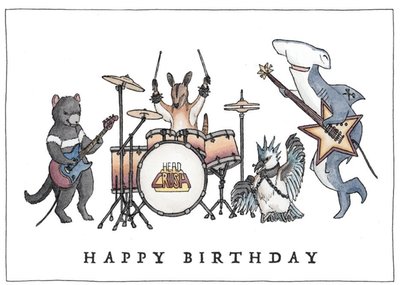 Illustration Of A Cool Animal Rock Band Birthday Card