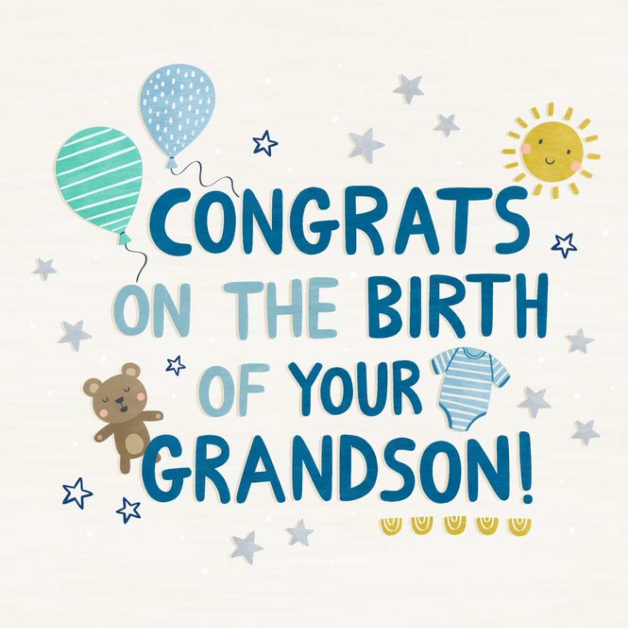 Moonpig Typographic Congrats On The Birth Of Your Grandson Card