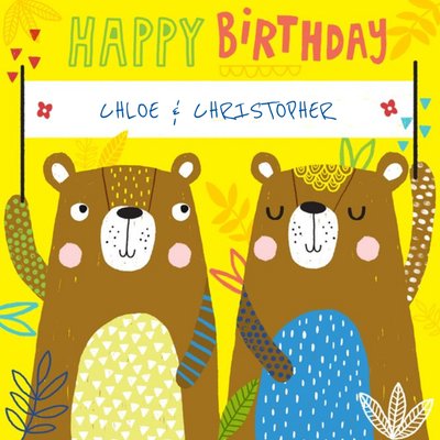 Baby Bear Twins Happy Birthday Card