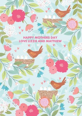 Pastel Flowers And Birds Personalised Happy Mother's Day Card