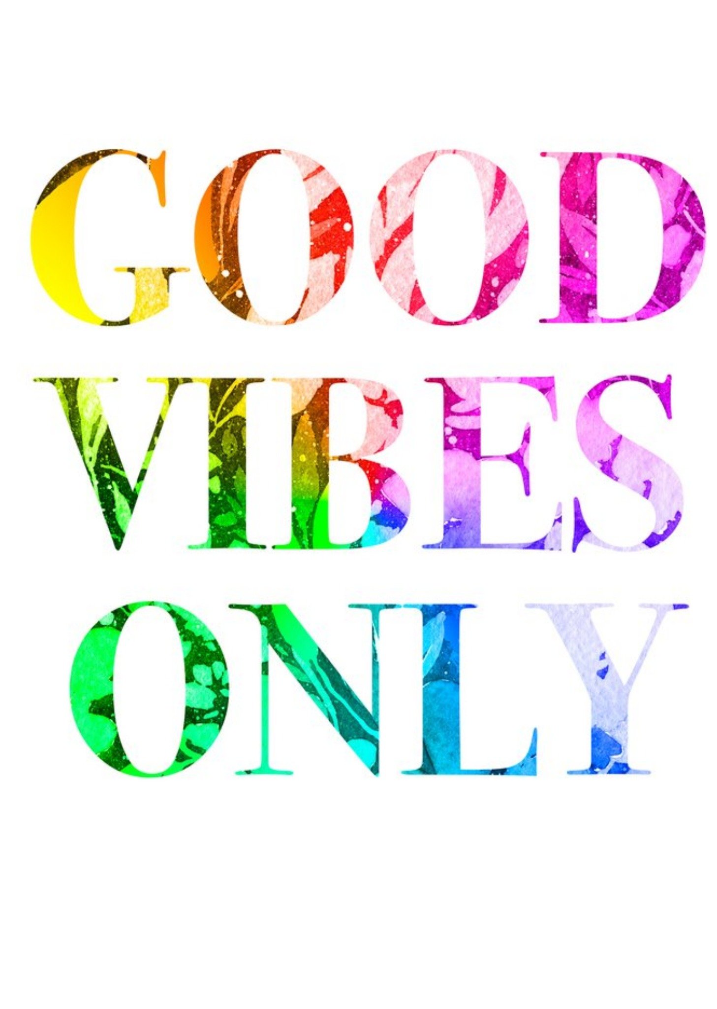 Moonpig Good Vibes Only Typographic Rainbow Card