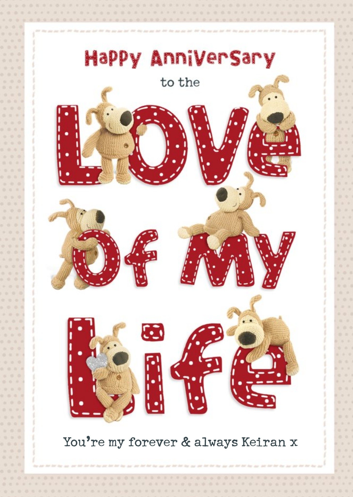 Boofle Love Of My Life Teddy Bears Happy Anniversary Card, Large