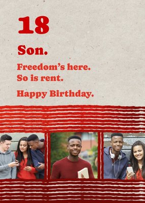 Freedom's Here Photo Upload Son 18th Birthday Card