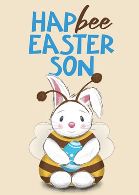 Cute Bunny In A Bee Suit Hapbee Easter Son Card