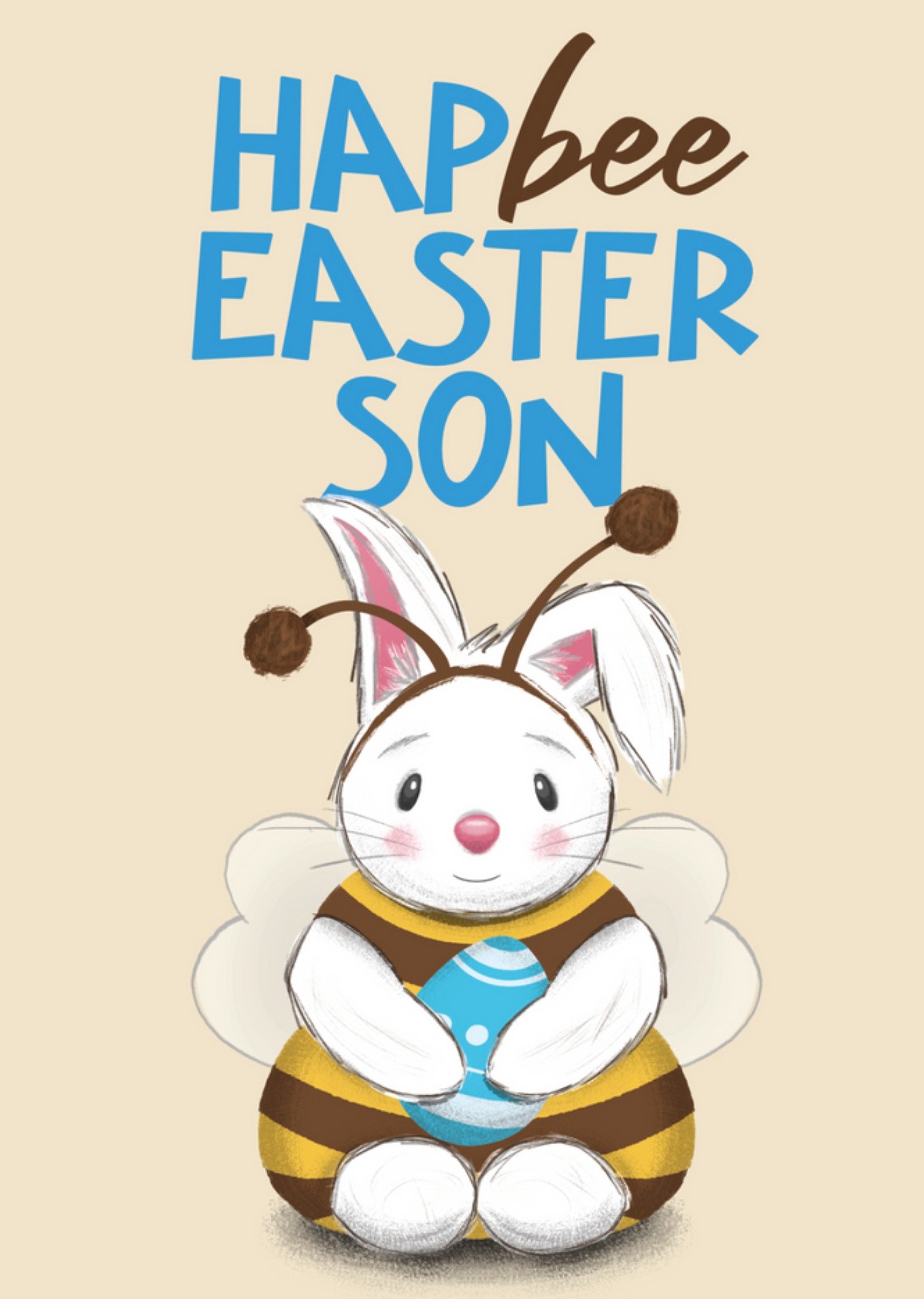 Moonpig Cute Bunny In A Bee Suit Hapbee Easter Son Card Ecard