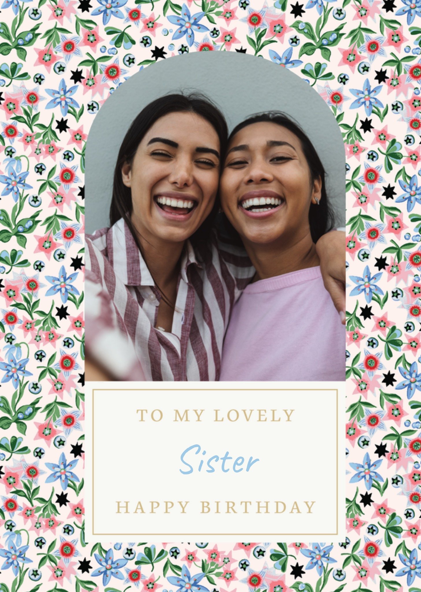 Moonpig Cath Kidston To My Lovely Sister Happy Birthday Floral Photo Upload Card