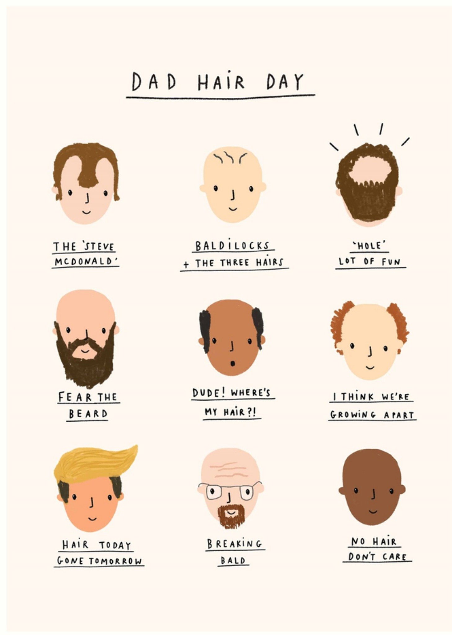 Scribbler Dad Hair Day Illustrated Hairstyles Birthday Or Father's Daycard