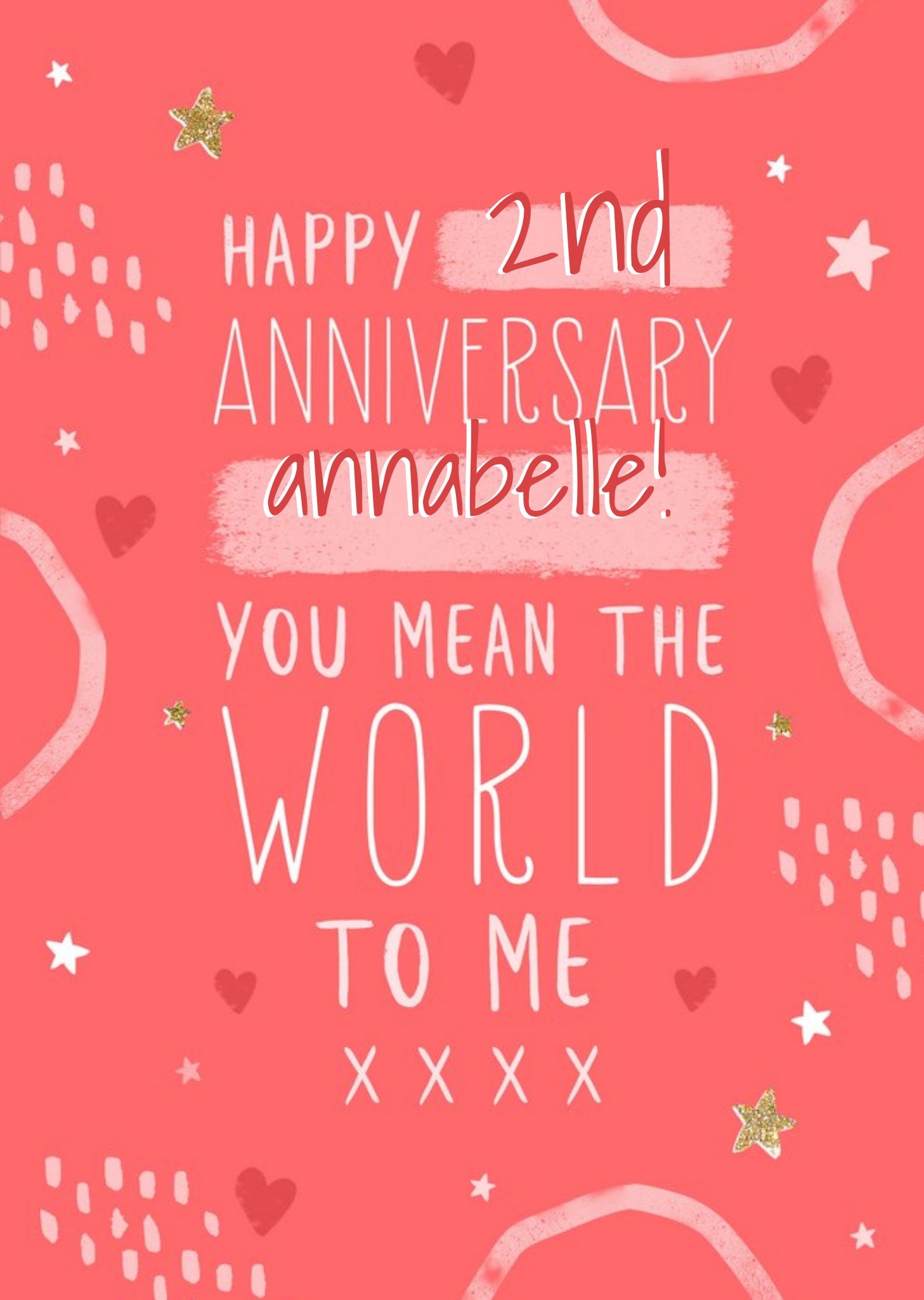 Moonpig Happy Second Anniversary You Mean The World To Me Anniversary Card