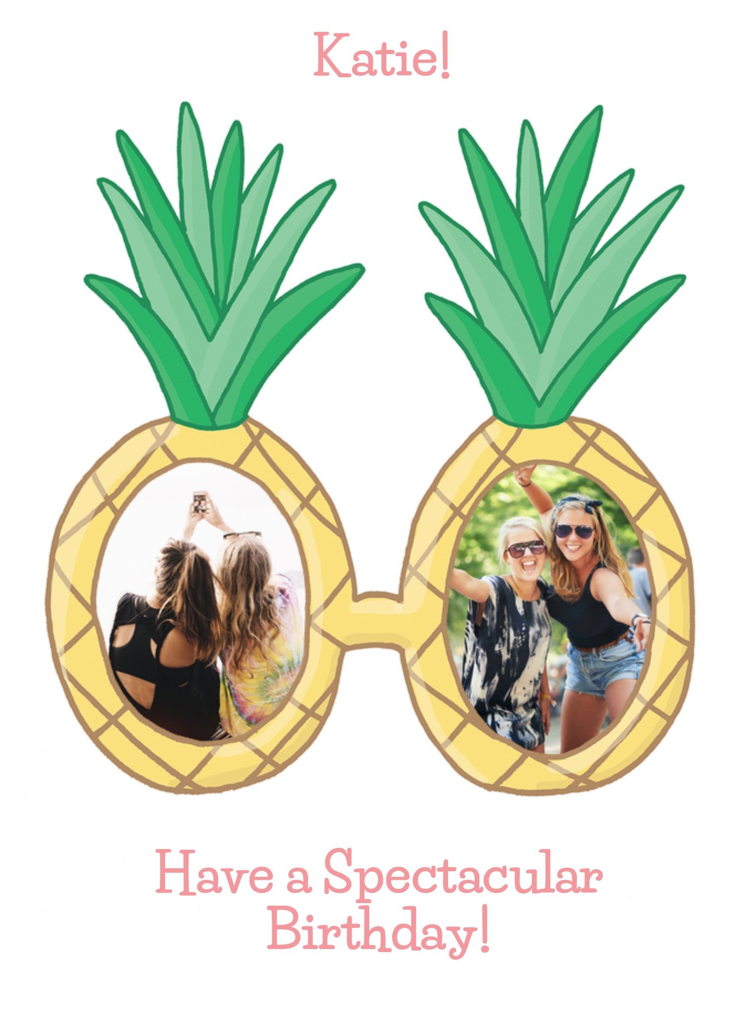 Moonpig Pineapple Glasses Photo Upload Birthday Card