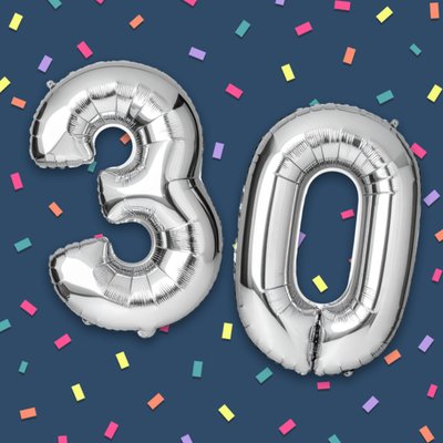 30 Balloon Confetti Typography Card