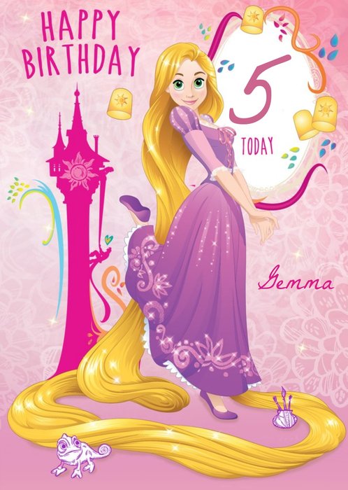 Disney Princess Rapunzel Personalised Happy 5th Birthday Card