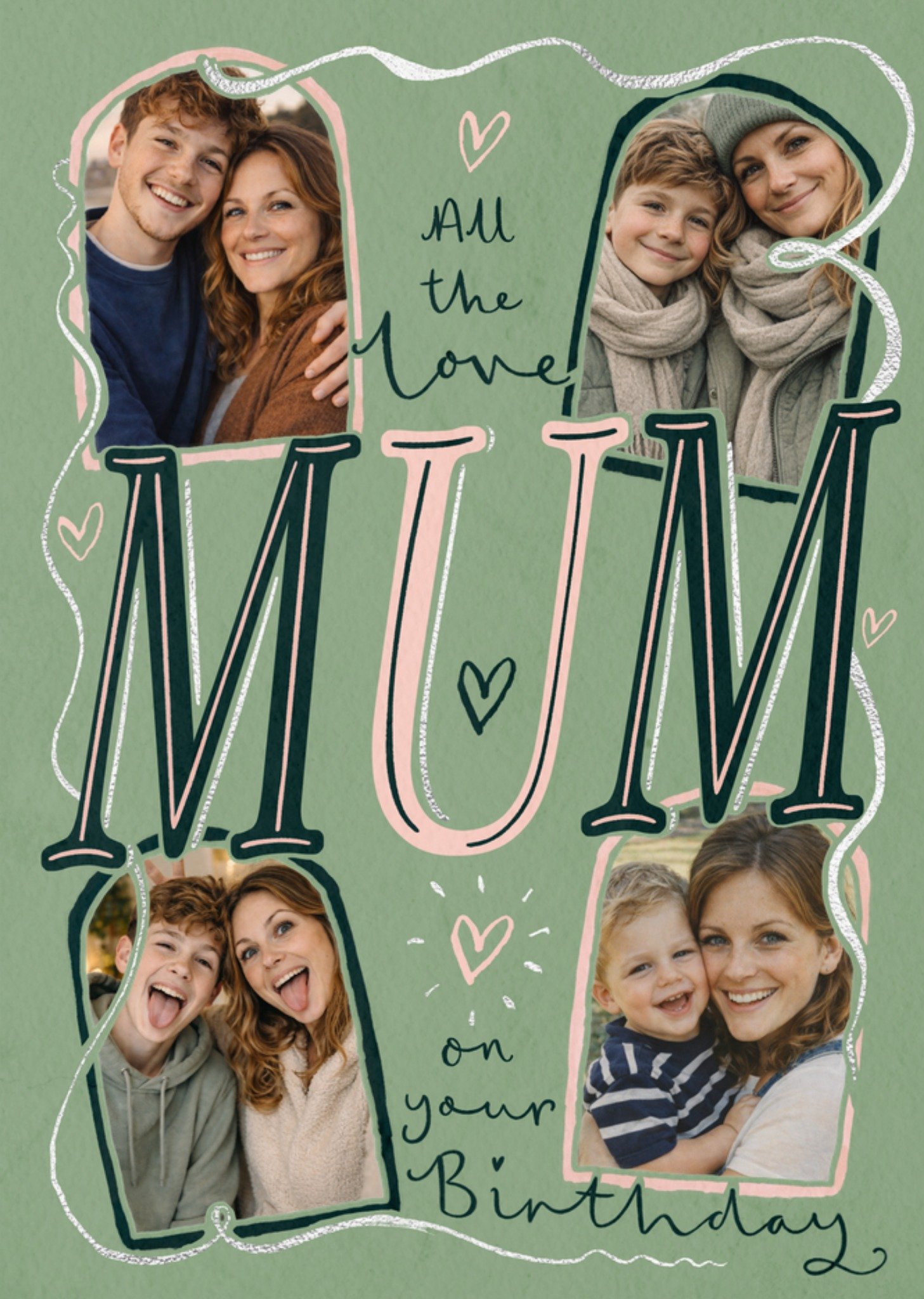 Moonpig All The Love Mum Illustrated Photo Upload Birthday Card