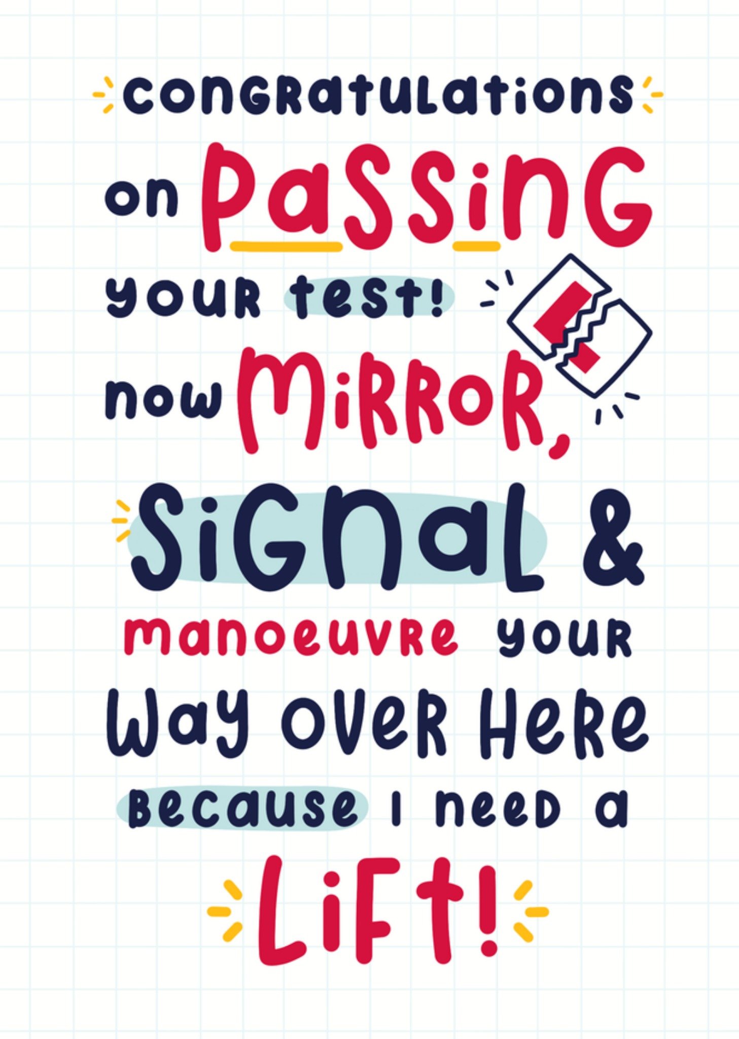Moonpig Funny Colourful Passing Your Driving Test Card