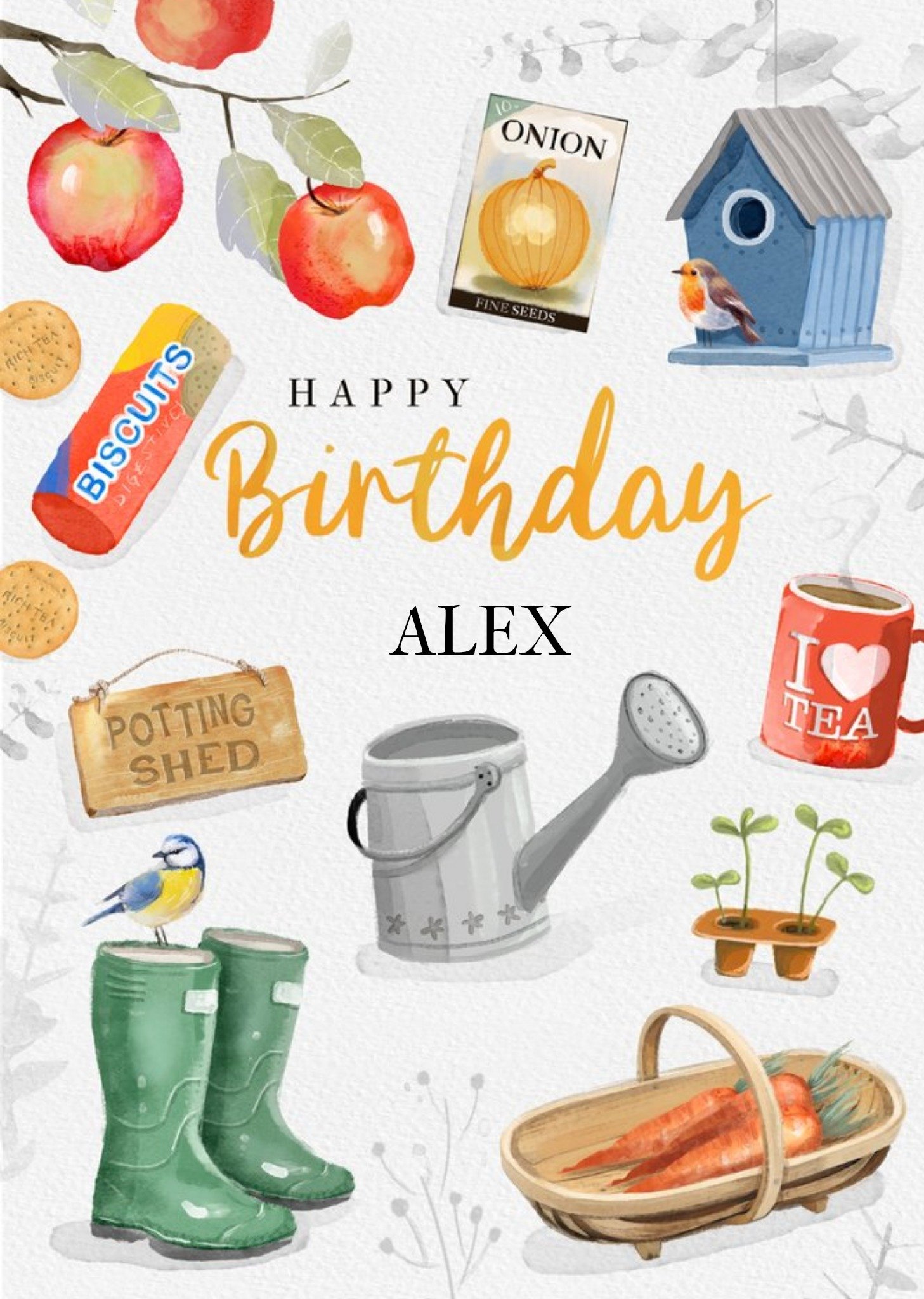 Moonpig Gardening Illustrations Birthday Card