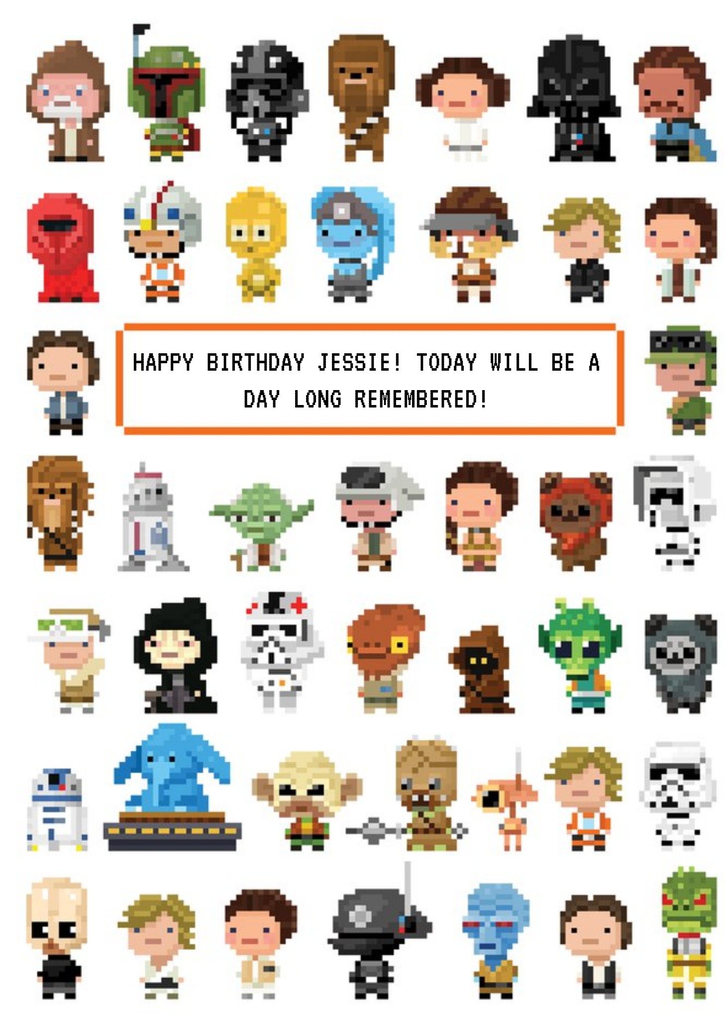 Disney Star Wars Characters 8 Bit Gaming Birthday Card