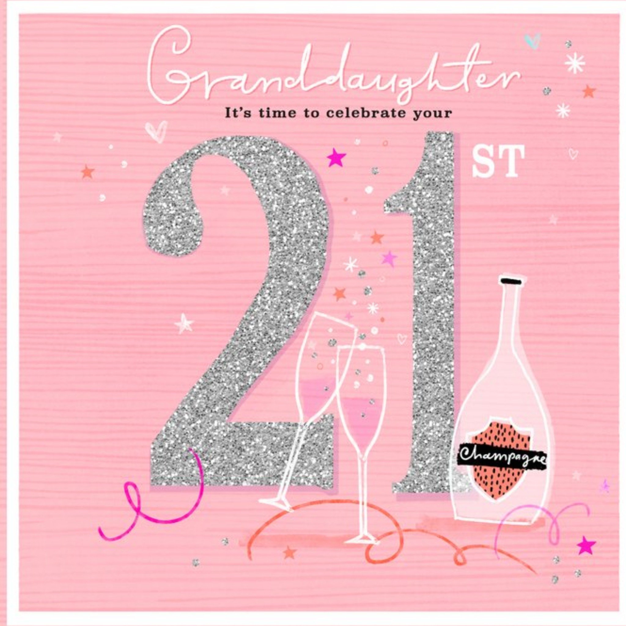 Moonpig Typographic Design Drinks Champagne Granddaughter 21st Birthday Card