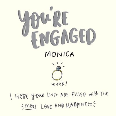 Diamond Ring Illustration Personalised Engagement Card