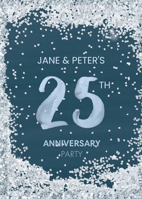 White Glitter Personalised 25Th Anniversary Party Invitation