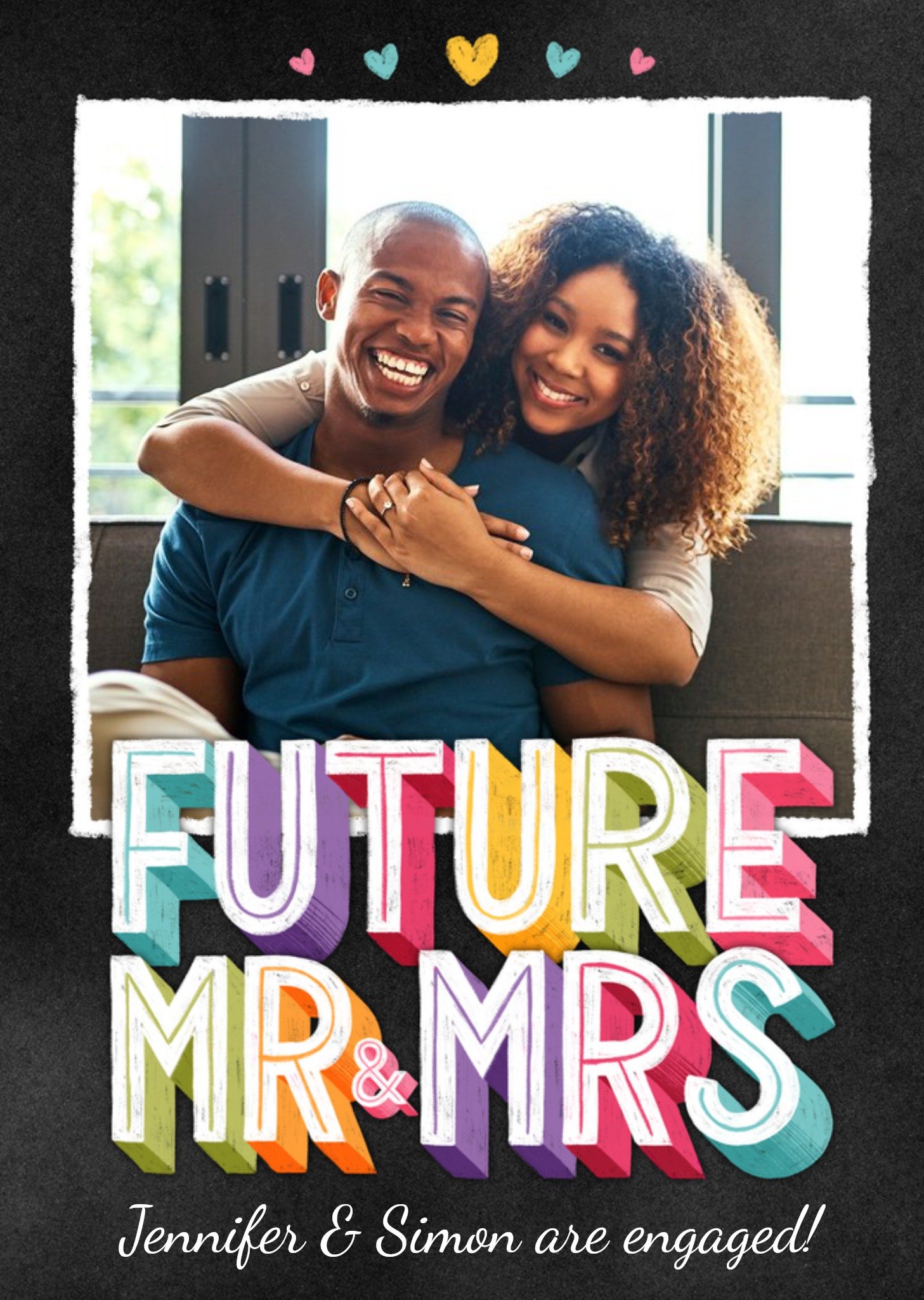 Moonpig Photo Upload Colourful 3D Text Engagement Card