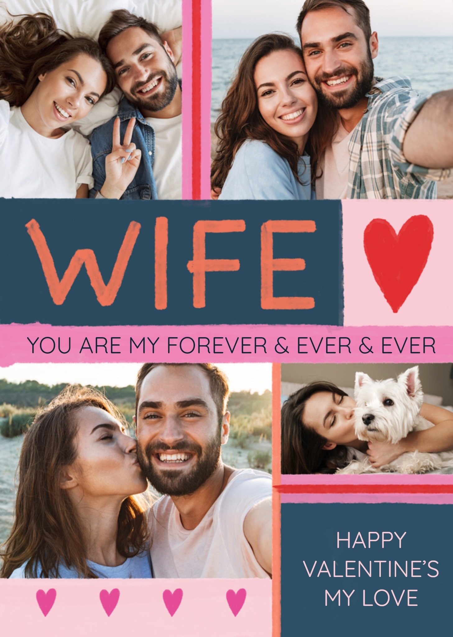 Moonpig Adoring Wife You Are My Forever And Ever And Ever Block Colour Photo Upload Valentine's Day 