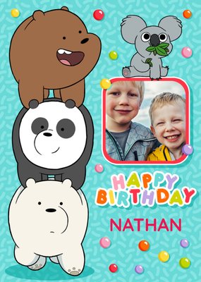 We Bare Bears Happy Birthday Bears Stack Photo Upload Card