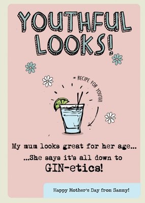 Mum Says It's Down To Gin-Etics Funny Mother's Day Card