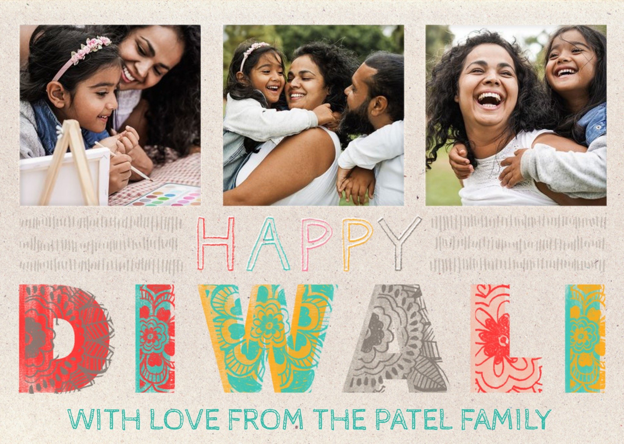 Moonpig Big Colourful Letters Multi-Photo Happy Diwali Card