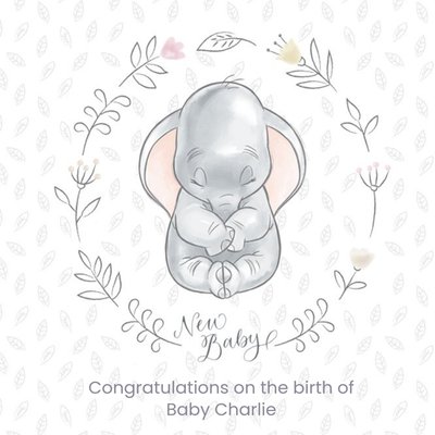 Disney Baby Personalised Dumbo New Baby Card