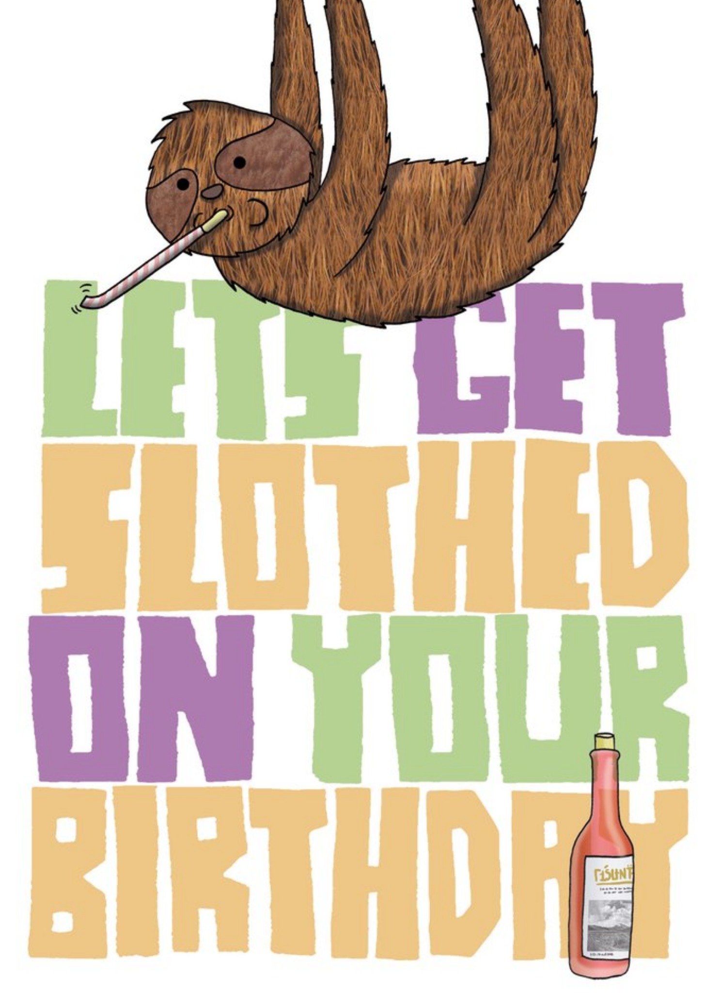 Moonpig Sloth Birthday Drinking Birthday Card