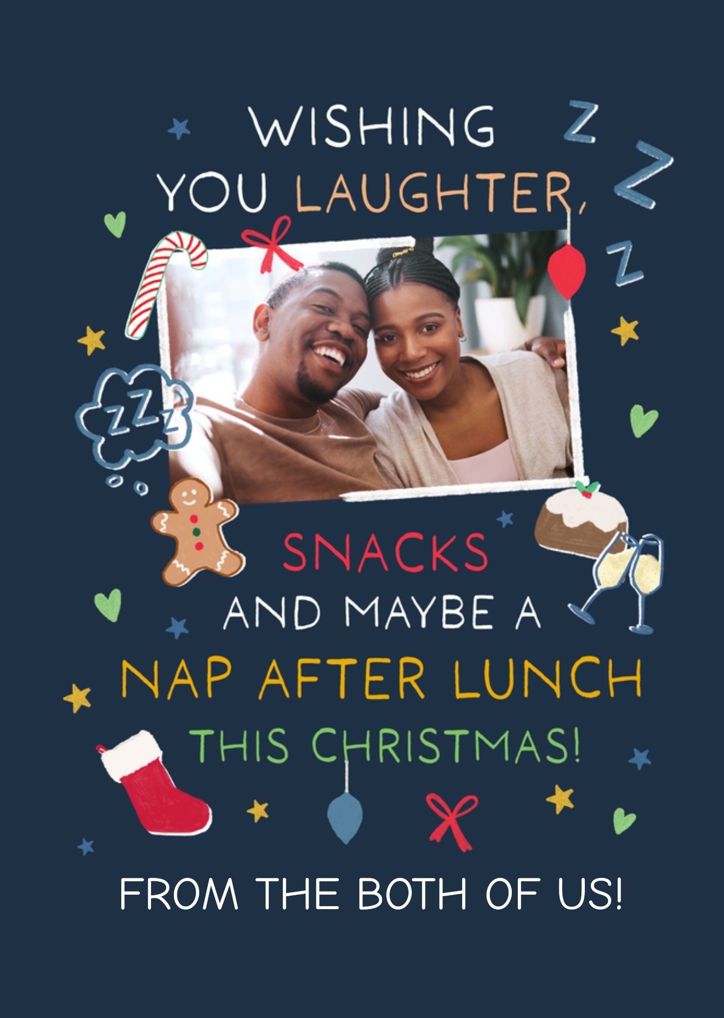 Moonpig Laughter Snacks And Maybe A Nap Photo Upload Christmas Card