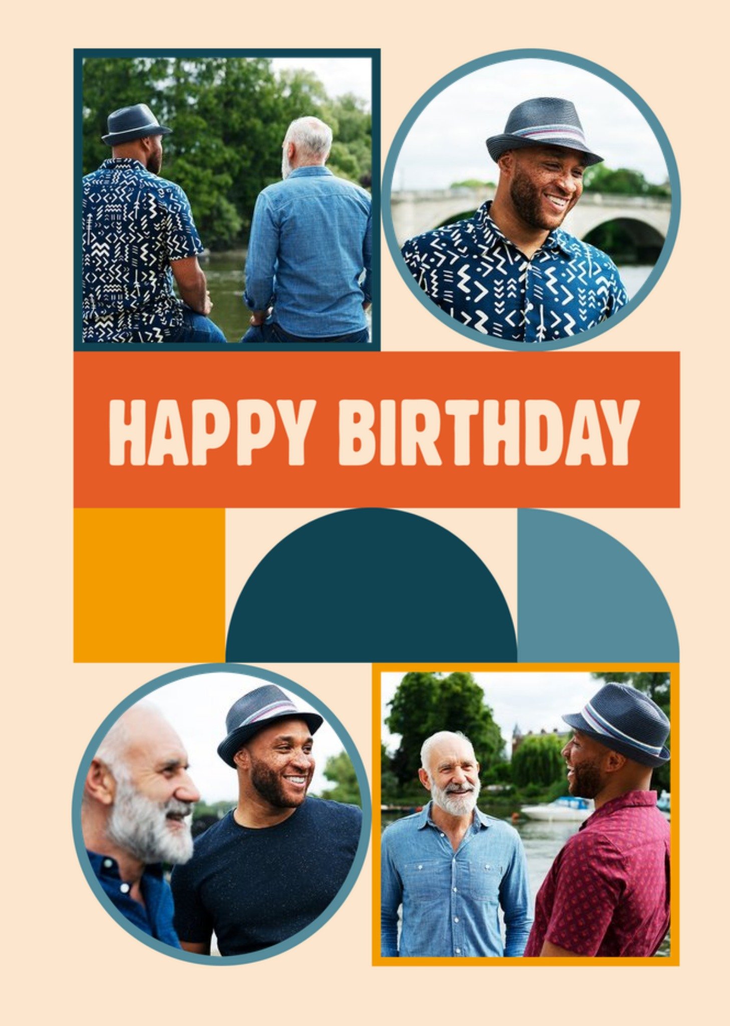 Moonpig Poster Prints Retro Bauhaus Inspired Photo Upload Birthday Card