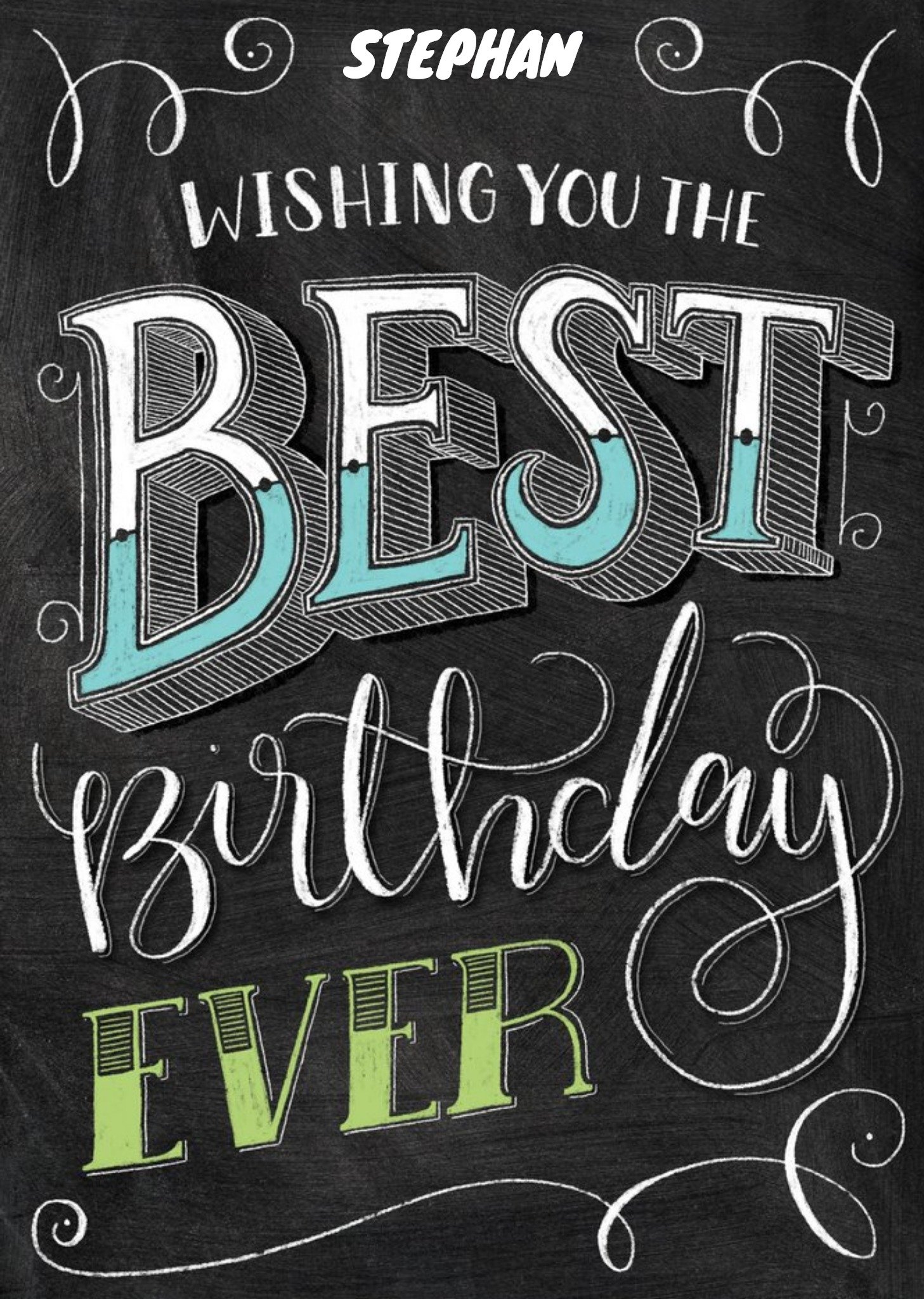 Moonpig Chalkboard Style Best Birthday Ever Personalised Happy Birthday Card