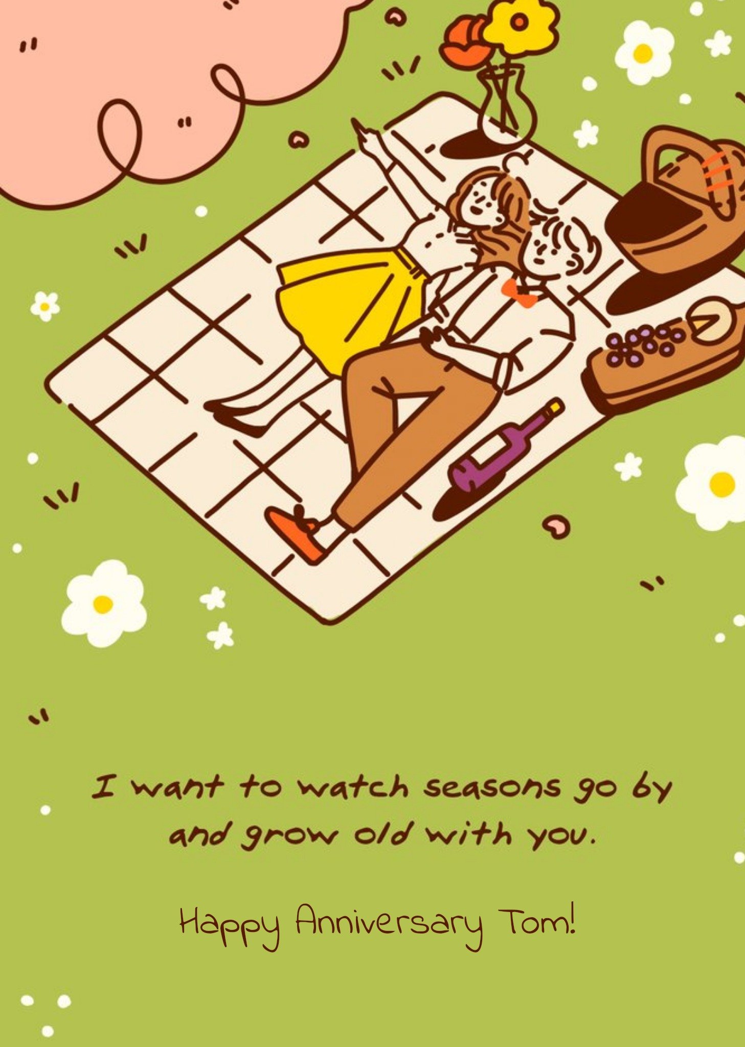 Moonpig Illustrated Picnic Watch The Seasons Anniversary Card