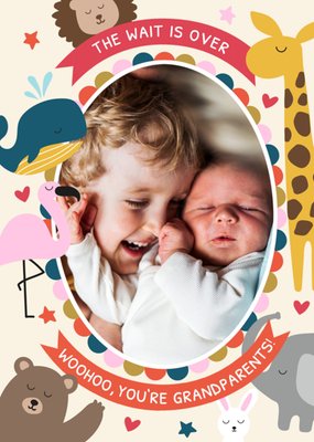 The Wait Is Over New Grandparents Photo Upload Card