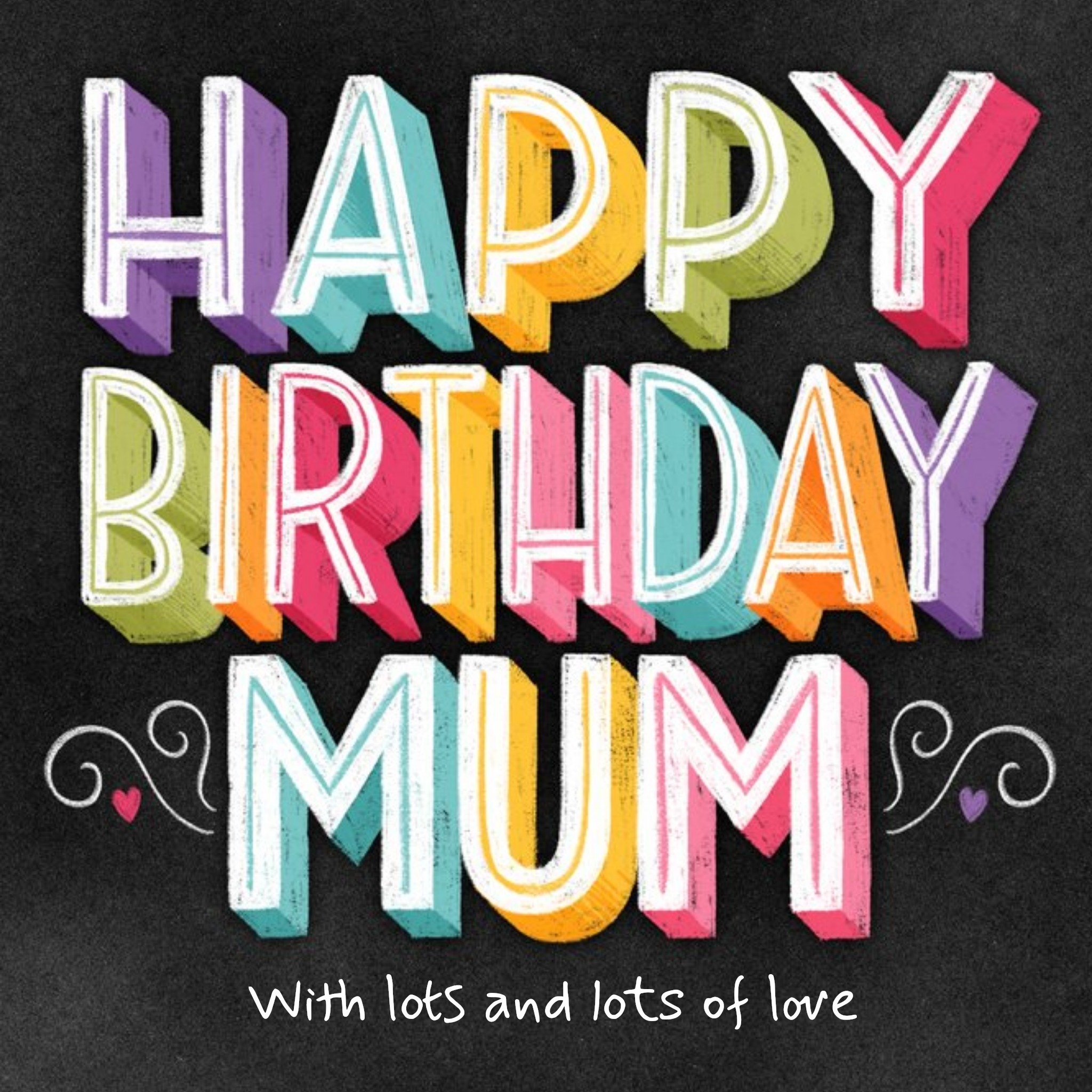 Moonpig Happy Birthday Mum Chalkboard Chalk Lettering Typographic Birthday Card