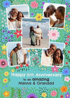 Happy 10th Anniversary Nanna And Grandad Photo Upload Card