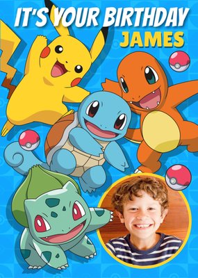 Pokemon Characters Photo Upload Birthday Card