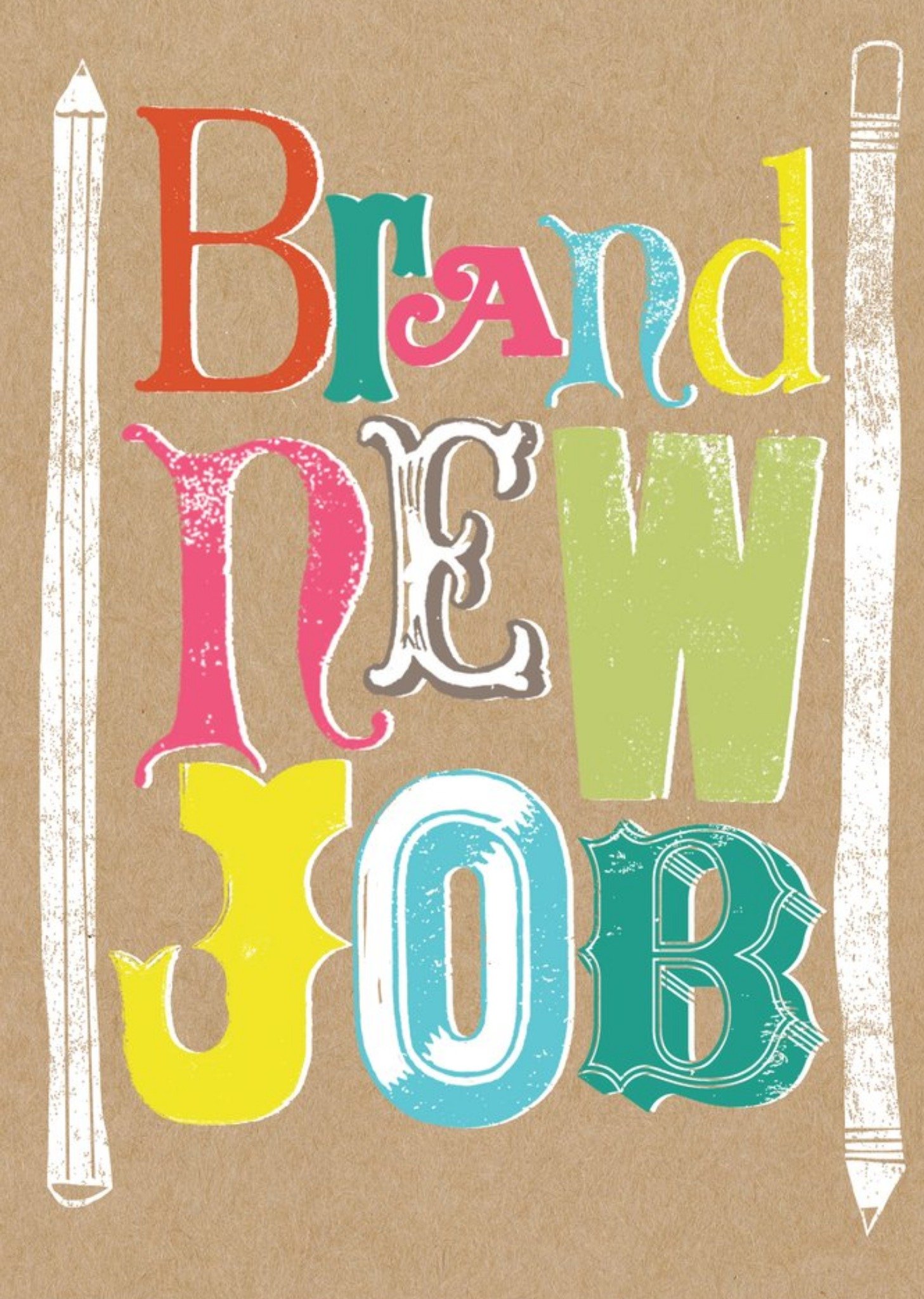 Moonpig Funky Lettering And Pencils Personalised Brand New Job Card
